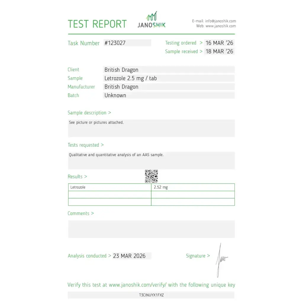 letrobol laboratory test result