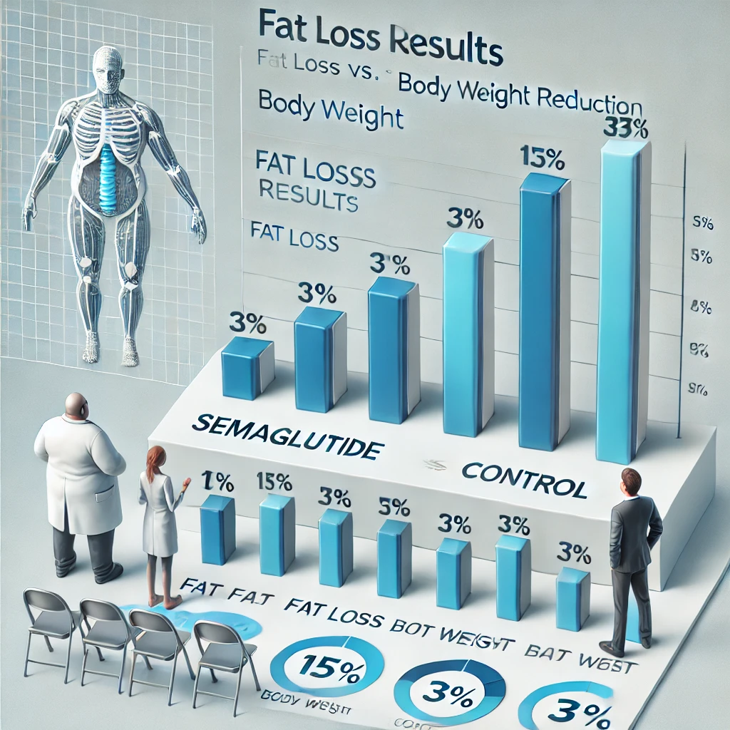 Chart comparing fat loss in semaglutide users and non-users during cutting cycles.